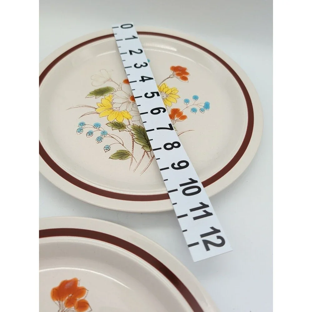 Vtg Four Seasons Collection Early Summer Dinner Plates Set Of 2 Floral Fall